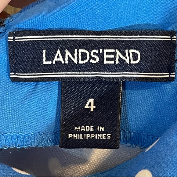 Lands' End ponte knit sleeveless dress size 4 light blue polka dot - Picture 3 of 6